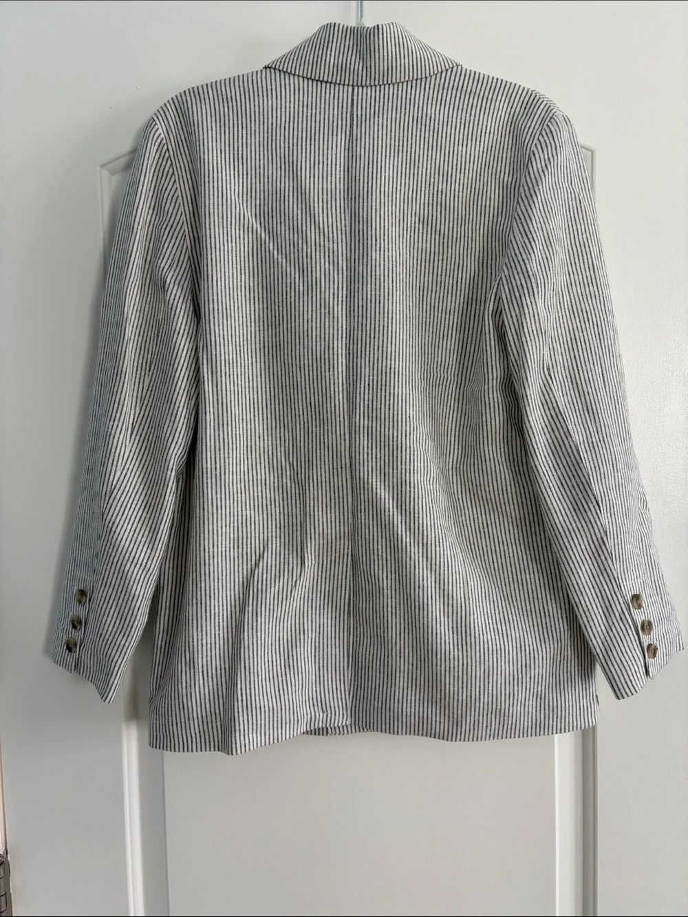 Old Navy‎ Cream and Blue Striped Double-Breasted Oversized Blazer, small